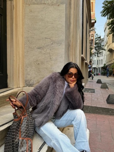 Lika Grey Fur Coat