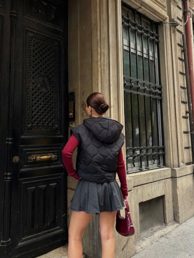 Puffer Μαύρο Αμάνικο Bomber