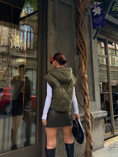 Puffer Χακί Αμάνικο Bomber