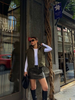 Puffer Χακί Αμάνικο Bomber