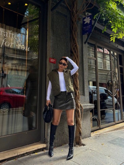 Puffer Χακί Αμάνικο Bomber