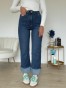 Lister Ελαστικό Τζιν Wide Leg με Γύρισμα στο Τελείωμα