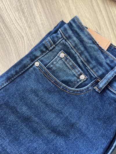 Lister Ελαστικό Τζιν Wide Leg με Γύρισμα στο Τελείωμα