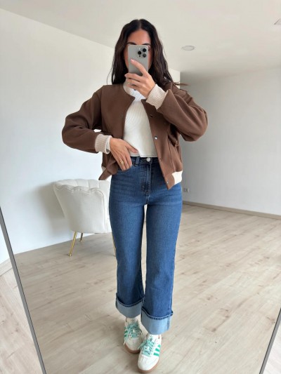 Lister Ελαστικό Τζιν Wide Leg με Γύρισμα στο Τελείωμα