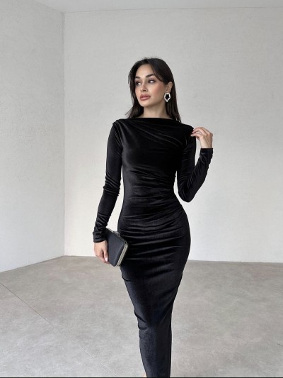 Mocha Black Velvet Dress