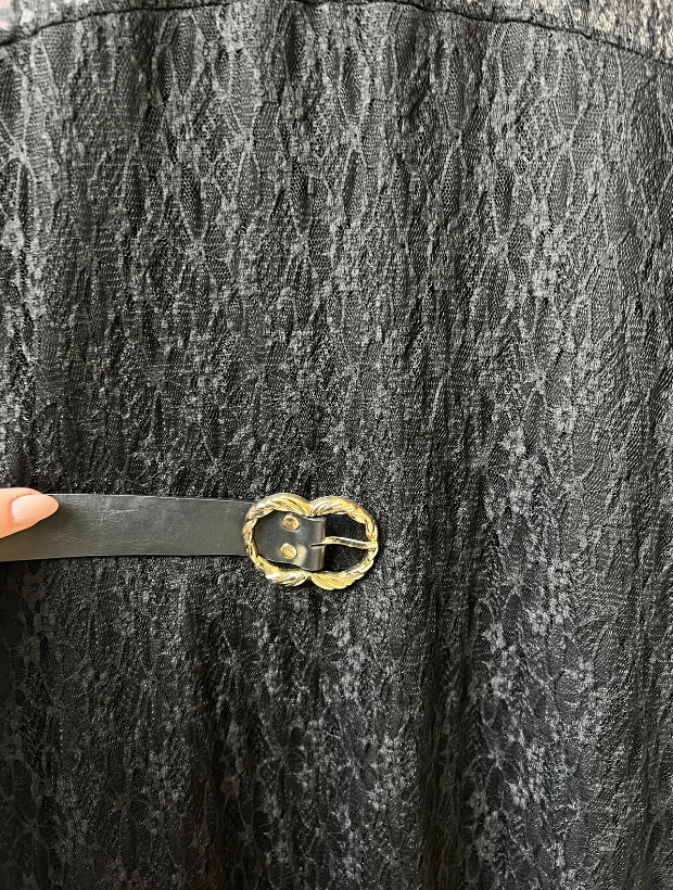 Moritz Μαύρο Μακρύ Φόρεμα με Δαντέλα και Ζώνη