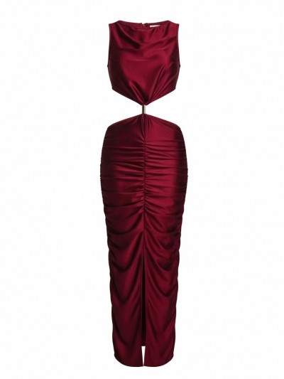 Cut-Out Satin Maxi Dress with Ring Detail