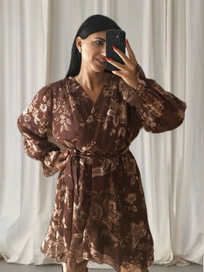 Floral Καφέ Φόρεμα