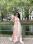 Lily Boho Dress Μπεζ-Ροζ