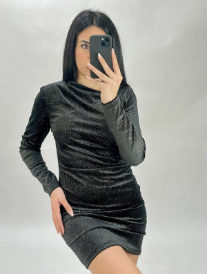 Margaret Μαύρο Μίνι Βελούδινο Φόρεμα Με Γκλίτερ Margaret Μαύρο Μίνι Βελούδινο Φόρεμα Με Γκλίτερ