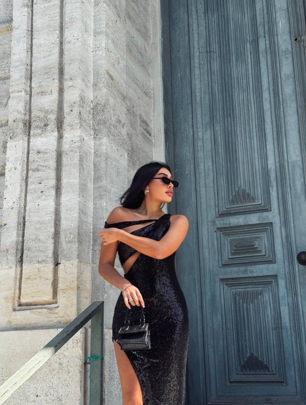 My Choice Μαύρο Μαξι Φόρεμα Με Ανοίγματα 