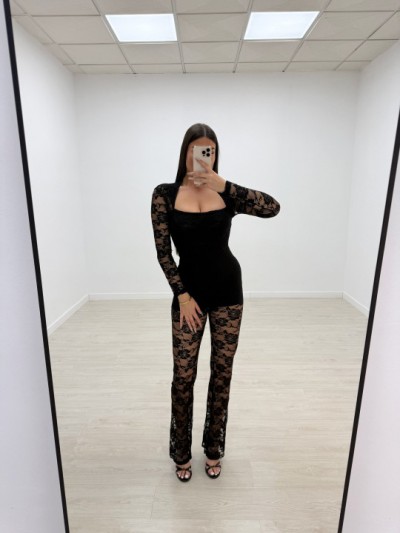 Iris Black Jumpsuit Δαντέλα