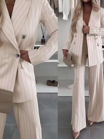 Κουστούμι Μπεζ με ρίγα