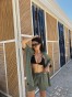 Evelyn Set Kimono & Shorts Χακί