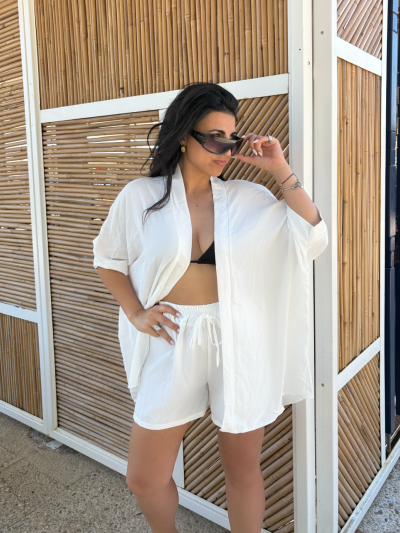 Evelyn Set Kimono & Shorts Λευκό