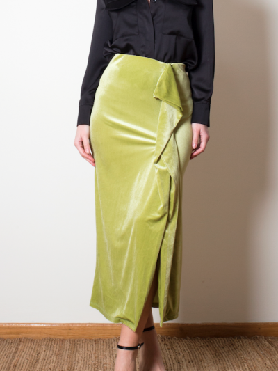 Olive Green Velvet Skirt