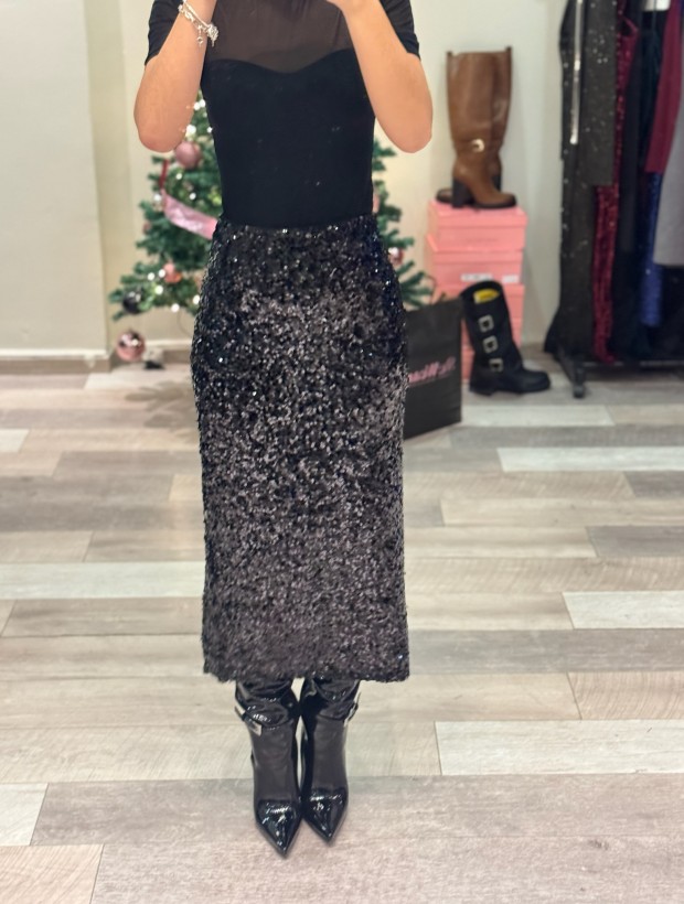 Neve Μαύρη Φούστα Μίντι με Παγιέτα