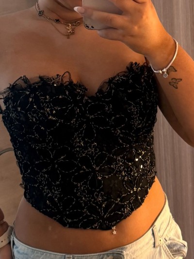 Μπούστο Μάυρο με Λουλούδια