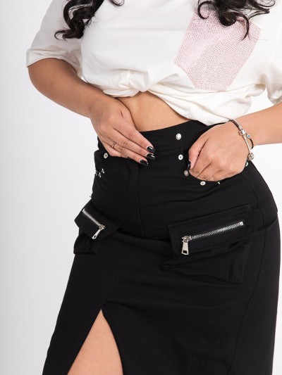 Λευκό T-shirt με Στρας Τσέπη