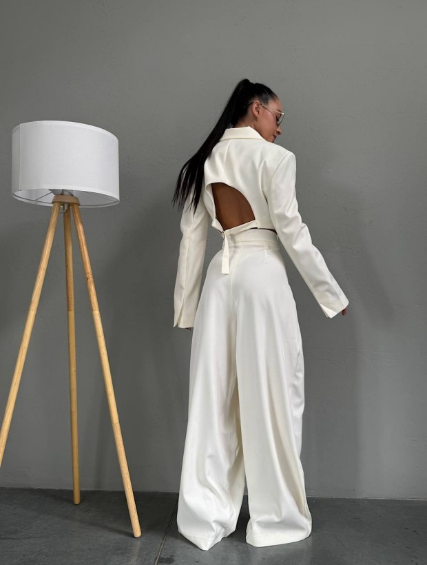 Open-Back Cropped Suit Set