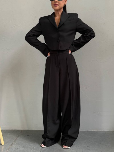 Open-Back Cropped Suit Set Open-Back Cropped Suit Set