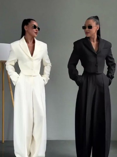 Open-Back Cropped Suit Set Open-Back Cropped Suit Set