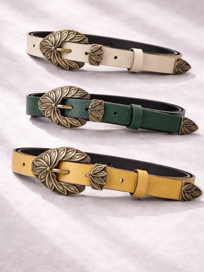 Floral Engraved Λεπτή Χειροποίητη Ζώνη